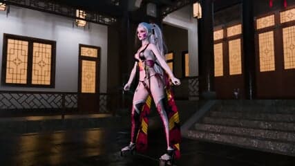 Proud Lustful Duckie Dances At Night In Revealing Traditional Clothe