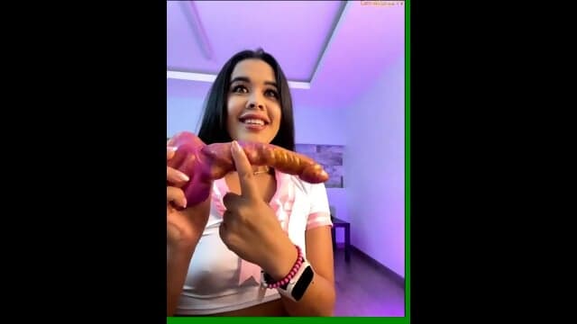 Beautiful Latina Sucking Dog Dildo
