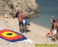 Facialized Babes On Beach Sucking Dick