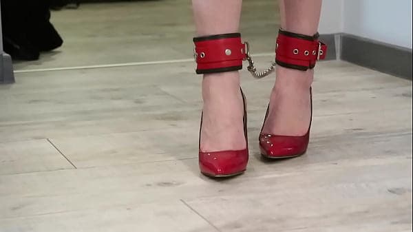 Foot bondages in HighHeels walking and Foot Play