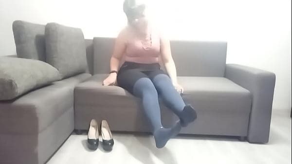 Sexy nice girl shows pantyhose husband is not a...
