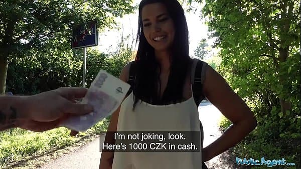 Public Agent Busty brunette suck and then gets ...