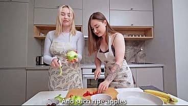 Cooking or Cocking? Anal hook with two busty sluts right on the table!