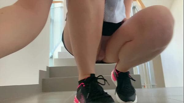 Teen is walking with anal plug in public and fl...