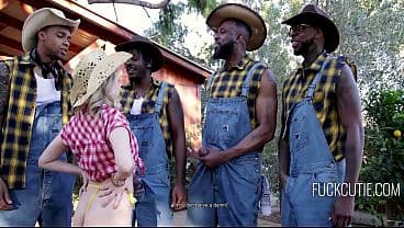 Tiny Girl Squirts On 4 Black Farmers And A Gangbang Ensues