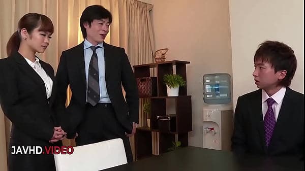 Anju Akane's steamy office affair with two cowo...