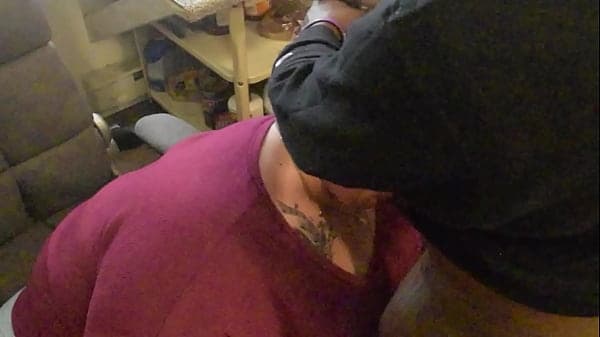SSbbw get face fucked and plowed by her old employee's black cock