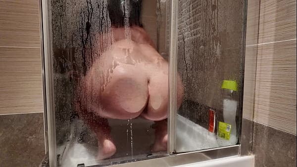 Big Breasted MILF Shaves her Hairy Pussy in the Shower