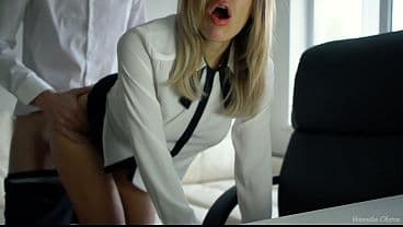 Boss Fuck Secretary Hard At Office And Cum In H...