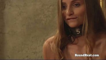 BDSM Lesbian Slave Swallows Big Strapon And Fuc...