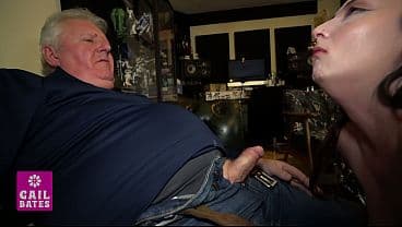 Babysitter blackmailed by grandpa and creampied...