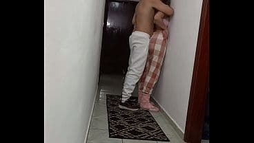 Stepdaughter grinding against the wall, rubbing...