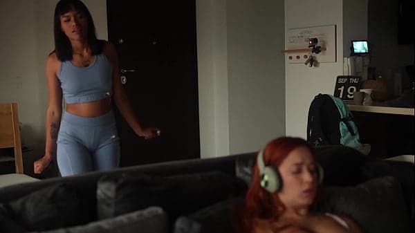 Ebony Beauty Walks In on Her Friend Masturbating, They Fuck Hard — Hot Lesbian Interracial Sex